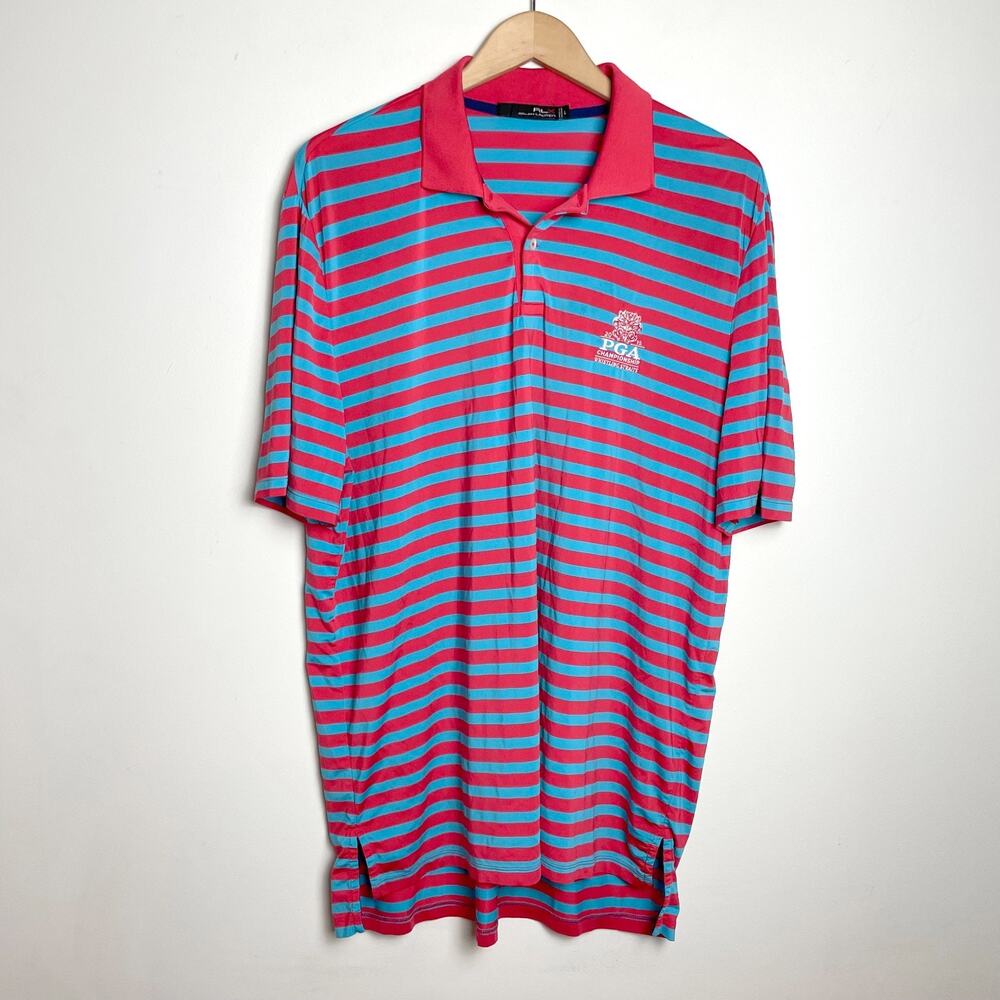 Rlx Ralph Lauren Golf Polo Shirt PGA Large Stripe Whistling Straights 15 Comfort